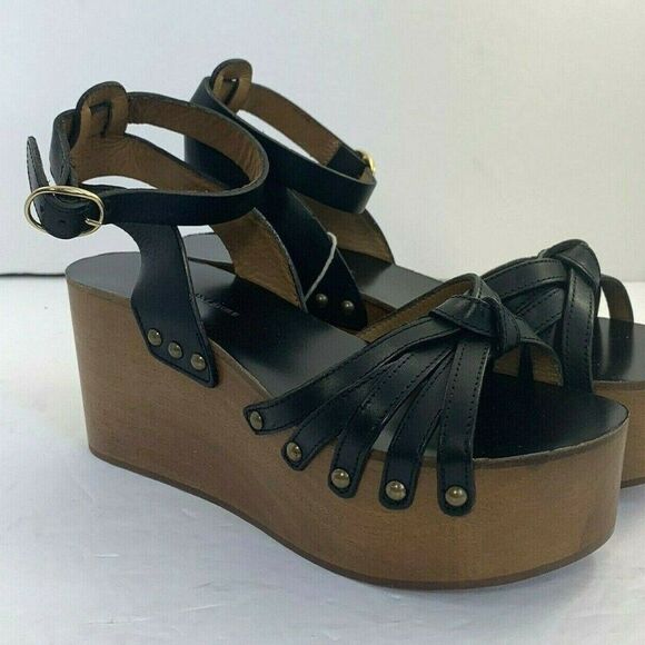 Isabel Marant Etoile Zia Leather Wooden sandal Sz5 - Picture 1 of 10